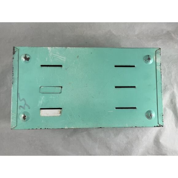 American Home Menu Maker Metal Recipe Box w/ Divider Aqua Blue Vintage 1950s - Picture 9 of 9